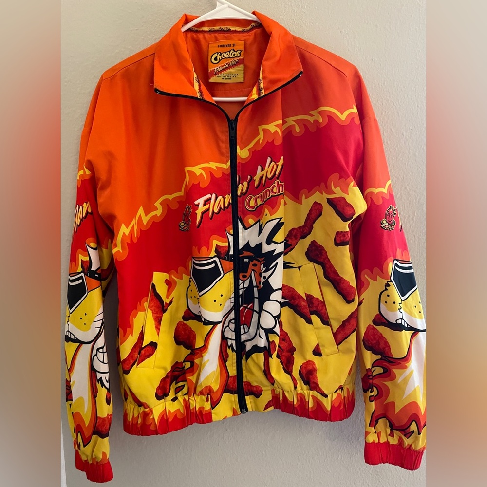 FOREVER 21 Women’s Flamin’ Hot Cheetos Jacket Size S. Perfect to show off.
